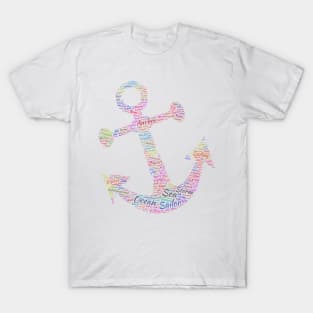 Anchor Sea Sailor Silhouette Shape Text Word Cloud T-Shirt